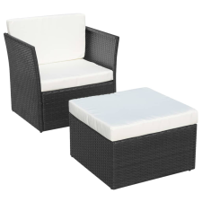 vidaXL fekete kerti polyrattan szék zsámollyal (41981) kerti bútor