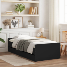 vidaXL fekete kicsi egyszemélyes ágykeret fiókokkal 75 x 190 cm ágy és ágykellék