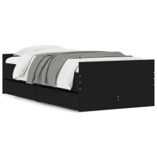 vidaXL fekete kicsi egyszemélyes ágykeret fiókokkal 75 x 190 cm (3207386) ágy és ágykellék