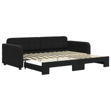 vidaXL fekete kihúzható bársony heverő 90x200 cm (3196933) ágy és ágykellék