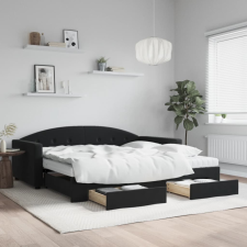 vidaXL fekete kihúzható bársony heverő fiókkal 100 x 200 cm ágy és ágykellék