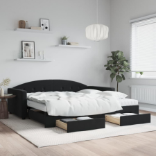 vidaXL fekete kihúzható bársony heverő fiókkal 100 x 200 cm ágy és ágykellék