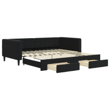 vidaXL fekete kihúzható bársony heverő fiókkal 100 x 200 cm (3196750) ágy és ágykellék