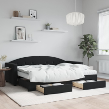 vidaXL fekete kihúzható bársony heverő fiókkal 80 x 200 cm ágy és ágykellék