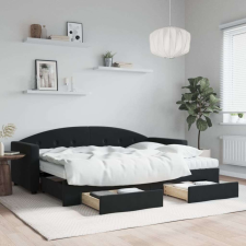 vidaXL fekete kihúzható bársony heverő fiókkal 80 x 200 cm ágy és ágykellék