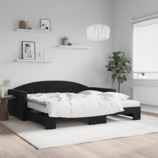 vidaXL Fekete kihúzható bársony heverő matraccal 100 x 200 cm ágy és ágykellék
