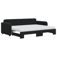 vidaXL fekete kihúzható bársony heverő matraccal 80 x 200 cm (3196950) ágy és ágykellék
