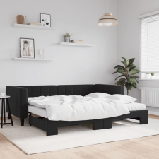 vidaXL fekete kihúzható bársony heverő matraccal 90 x 200 cm ágy és ágykellék