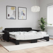 vidaXL fekete kihúzható bársony heverő matracokkal 90 x 190 cm bútor