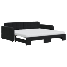vidaXL fekete kihúzható bársony heverő matracokkal 90 x 190 cm (3196968) ágy és ágykellék