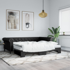 vidaXL fekete kihúzható műbőr heverő 90 x 200 cm ágy és ágykellék