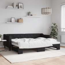 vidaXL fekete kihúzható szövet heverő 80 x 200 cm ágy és ágykellék
