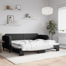 vidaXL fekete kihúzható szövet heverő 80 x 200 cm ágy és ágykellék