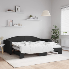 vidaXL fekete kihúzható szövet heverő 90 x 190 cm ágy és ágykellék
