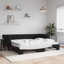 vidaXL fekete kihúzható szövet heverő 90x200 cm ágy és ágykellék