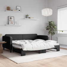 vidaXL fekete kihúzható szövet heverő 90x200 cm ágy és ágykellék