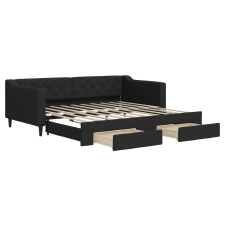 vidaXL fekete kihúzható szövet heverő fiókkal 90 x 190 cm (3197474) ágy és ágykellék