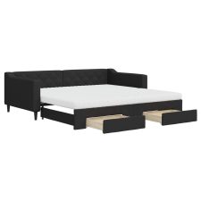 vidaXL fekete kihúzható szövet heverő fiókokkal 100 x 200 cm (3197487) ágy és ágykellék