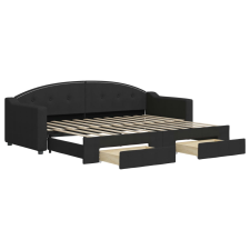 vidaXL fekete kihúzható szövet heverő fiókokkal 80 x 200 cm (3197563) ágy és ágykellék