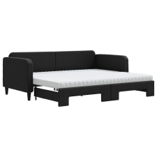 vidaXL fekete kihúzható szövet heverő matracokkal 90 x 200 cm (3196836) ágy és ágykellék