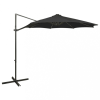 vidaXL fekete konzolos napernyő rúddal és LED-fényekkel 300 cm