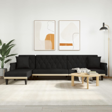 vidaXL fekete L-alakú bársony kanapéágy 271x140x70 cm (3157279) bútor