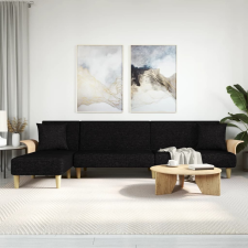 vidaXL fekete L-alakú bársony kanapéágy 279x140x70 cm bútor