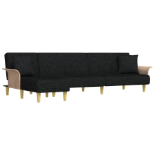 vidaXL fekete L-alakú bársony kanapéágy 279x140x70 cm (3157213) bútor