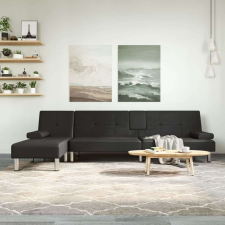 vidaXL fekete L-alakú műbőr kanapéágy 255x140x70 cm bútor