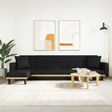 vidaXL fekete L-alakú szövet kanapéágy 275x140x70 cm bútor