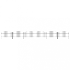 vidaXL Fekete lándzsahegy tetejű acélkerítés (0,75-1) x 10,2 m kerti dekoráció