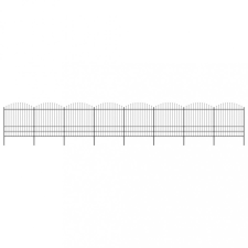 vidaXL Fekete lándzsahegy tetejű acélkerítés (1,75-2) x 13,6 m kerti dekoráció