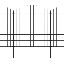 vidaXL fekete lándzsahegy tetejű acélkerítés (1,75-2) x 13,6 m (277755) kerti bútor