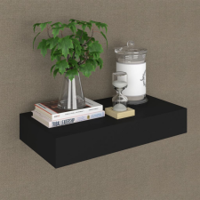 vidaXL fekete lebegő fali polc fiókkal 48 x 25 x 8 cm bútor