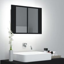 vidaXL fekete LED-es tükrös fürdőszobaszekrény 60 x 12 x 45 cm fürdőszoba bútor