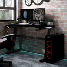 vidaXL fekete LED-es Z-lábú gamer asztal 90 x 60 x 75 cm íróasztal