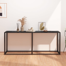 vidaXL fekete márványszínű edzett üveg tálalóasztal 180 x 35 x 75,5 cm bútor
