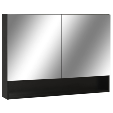 vidaXL fekete MDF tükrös fürdőszobaszekrény 80 x 15 x 60 cm (323605) fürdőszoba bútor