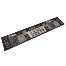 vidaXL Fekete mosható coffee feliratos bársony konyhaszőnyeg 60x300 cm lakástextília