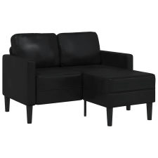 vidaXL fekete műbőr 2 üléses kanapé L-alakú kanapéval 125 cm (4107083) bútor
