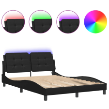 vidaXL fekete műbőr ágykeret LED-világítással 120 x 200 cm (3214096) ágy és ágykellék