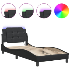 vidaXL fekete műbőr ágykeret LED-világítással 80 x 200 cm ágy és ágykellék