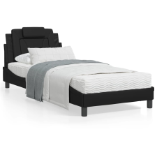vidaXL fekete műbőr ágykeret LED-világítással 90x190 cm ágy és ágykellék