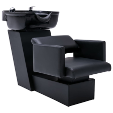 vidaXL fekete műbőr fejmosószék mosdókagylóval 129 x 59 x 82 cm szépségápolási bútor