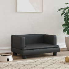 vidaXL fekete műbőr kutyaágy 60 x 40 x 30 cm szállítóbox, fekhely kutyáknak