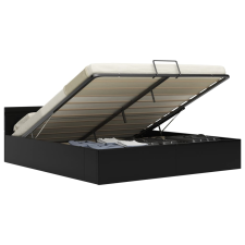 vidaXL fekete műbőr LED-es hidraulikus ágykeret 180 x 200 cm (285545) ágy és ágykellék