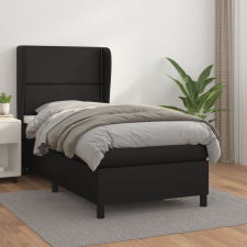 vidaXL fekete műbőr rugós ágy matraccal 100 x 200 cm ágy és ágykellék