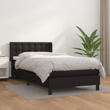 vidaXL fekete műbőr rugós ágy matraccal 100 x 200 cm ágy és ágykellék