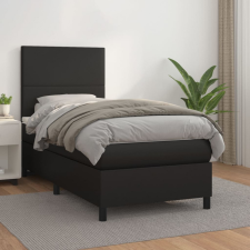 vidaXL fekete műbőr rugós ágy matraccal 100 x 200 cm ágy és ágykellék