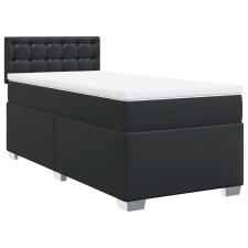 vidaXL fekete műbőr rugós ágy matraccal 100 x 200 cm (3286108) ágy és ágykellék